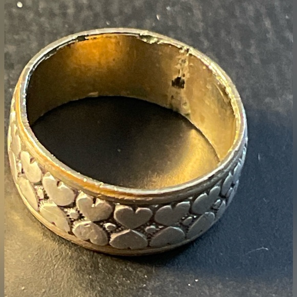 Clark & Coombs 10k GF & Sterling Band W/ Dbl Row Of Hearts 1930-50’s Vntg 6.5-7 - Picture 13 of 16